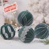 10cm Diamond Flocked Christmas Ball Ornaments - Set of 4