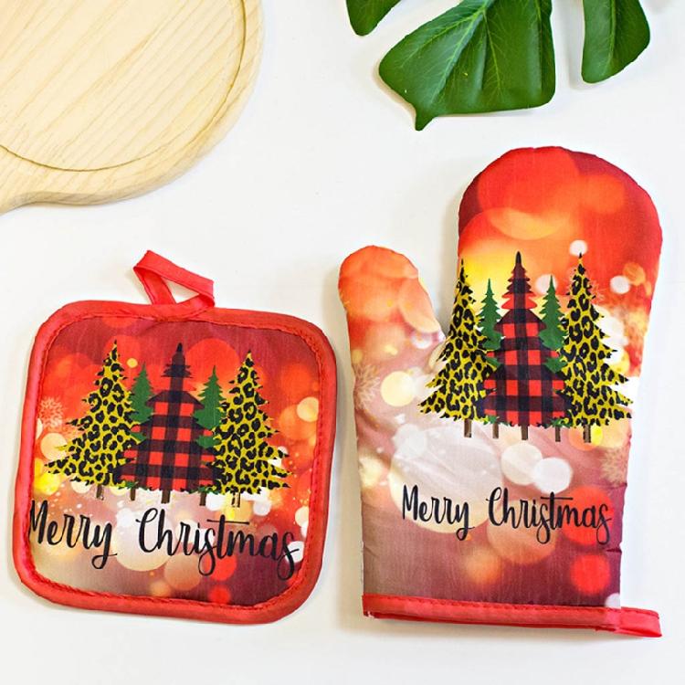 Christmas Lovely Oven Mitts and Pot Holders Soft for Baking Cooking Kitchen Gift