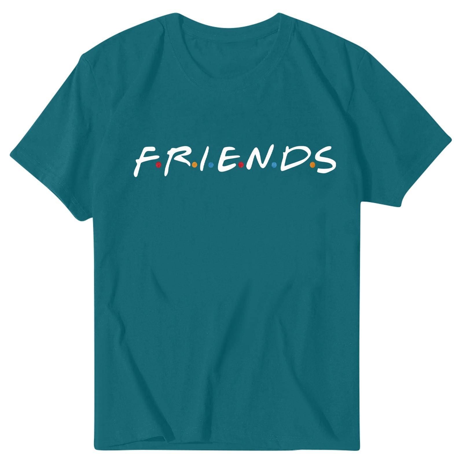 

Женские модные повседневные топы с принтом, рубашки с короткими рукавами, пуловеры с круглым вырезом, футболки L бирюзовый