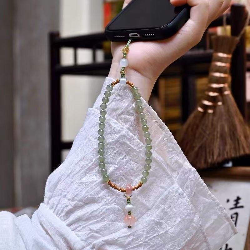 

Авантюриновый бисерный люксовый ремешок для мобильного телефона - На запястье, защита от падения, длинный стиль