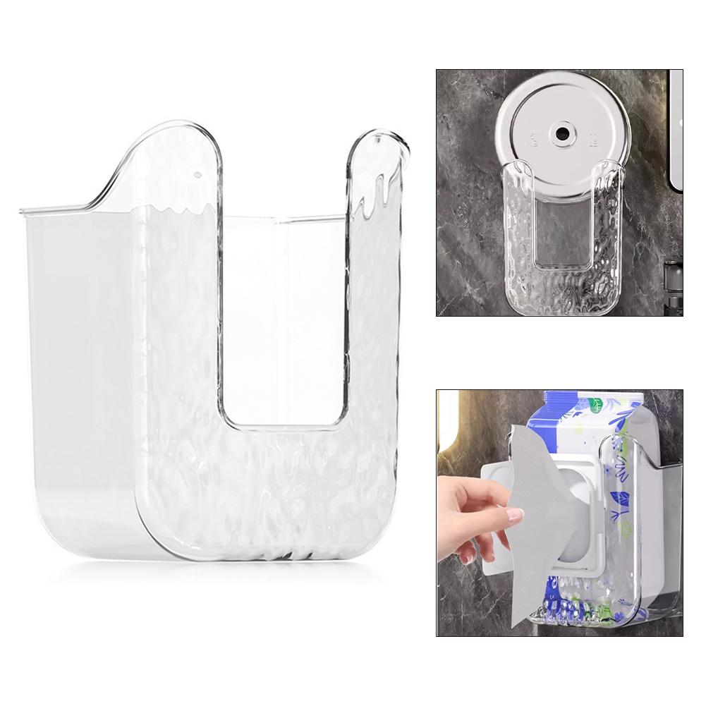 Wall Mounted Tissue Box Kitchen Wipes Storage Box Invisible Sticker Mounting