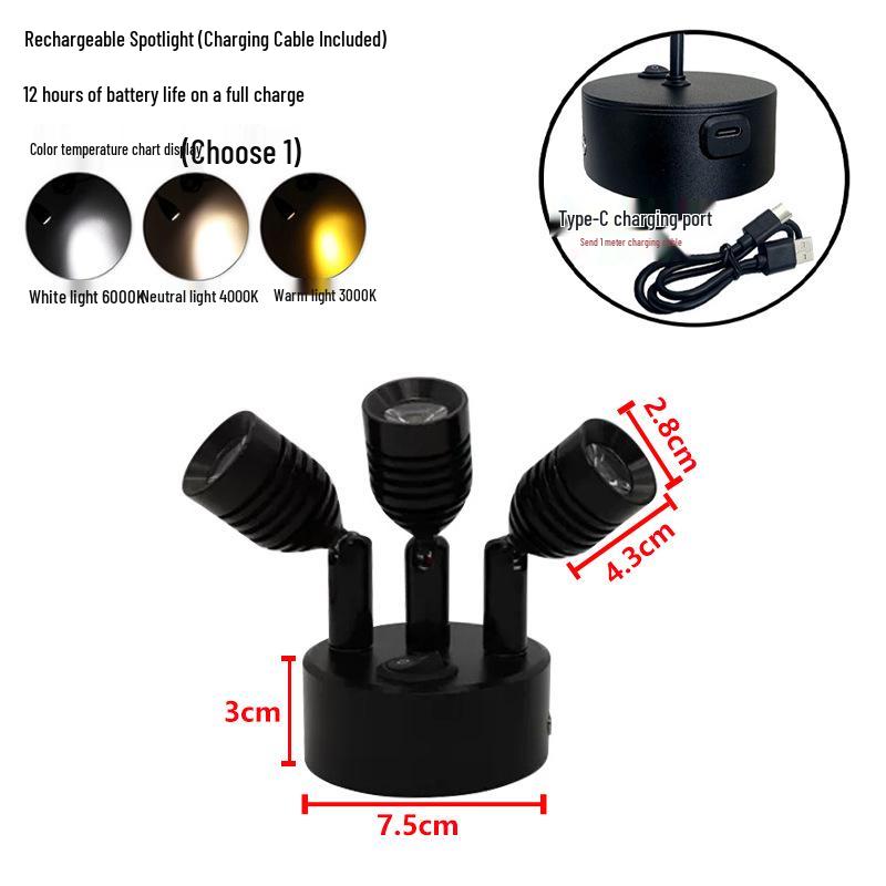 Wireless Jewelry Display Spotlights for Cabinets and Desktops