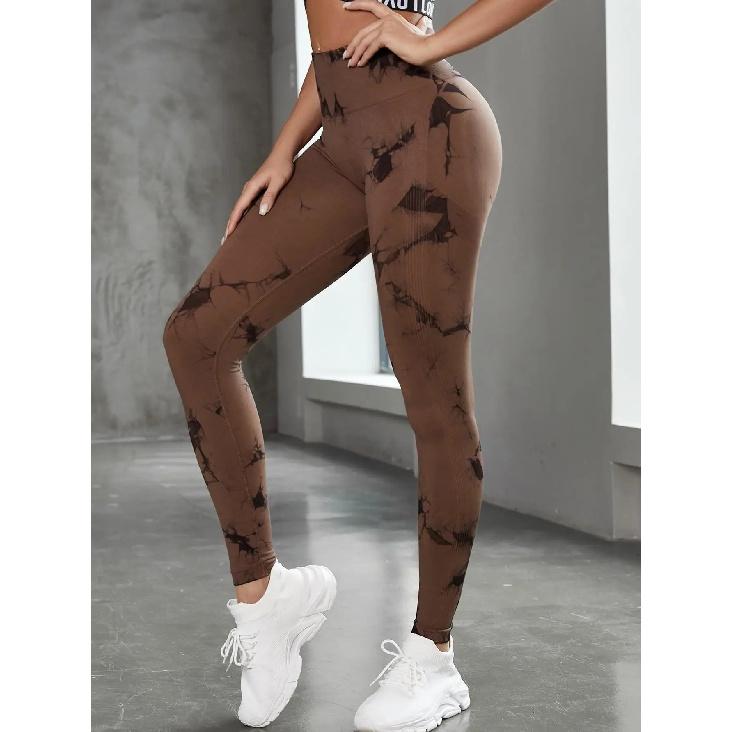 Hip Lifting Seamless Fitness Gym Leggings Tie-Dye Yoga Pants Women's Exercise Tights Tummy Control High Waist Workout Pants