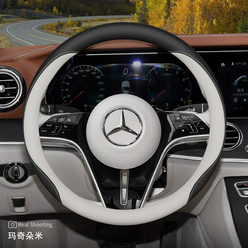 2026 For MERCEDES Luxury Steering Wheel Cover Nappa Leather Soft Touch Fit C‑Class E‑Class S‑Class GLC GLE CLA Car Accessories