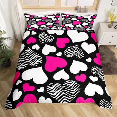 Purple Love Three-Piece Quilt Cover 3D Digital Printing Bedding Set Bed Cover