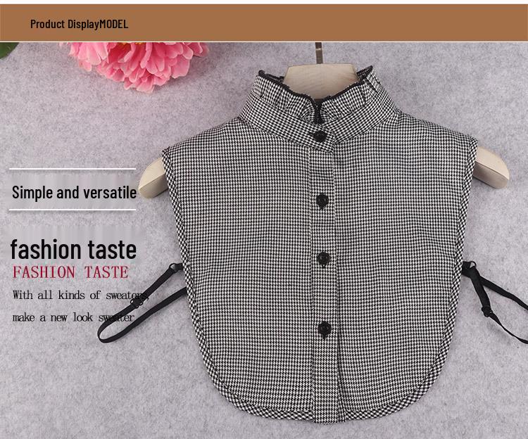 Women's Autumn/Winter Plaid Stand-Up False Collar for Shirts and Sweaters