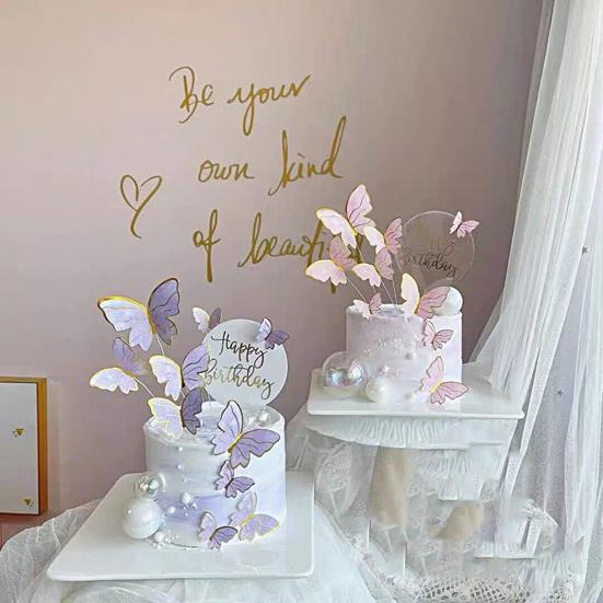 18 Stück/Set Schmetterling Kuchen Topper Realistisches Lebendiges Bild Lebensmittelqualität Wiederverwendbar Festlich Dekorative Papier Simulation Schmetterling Kuchen Dekoration