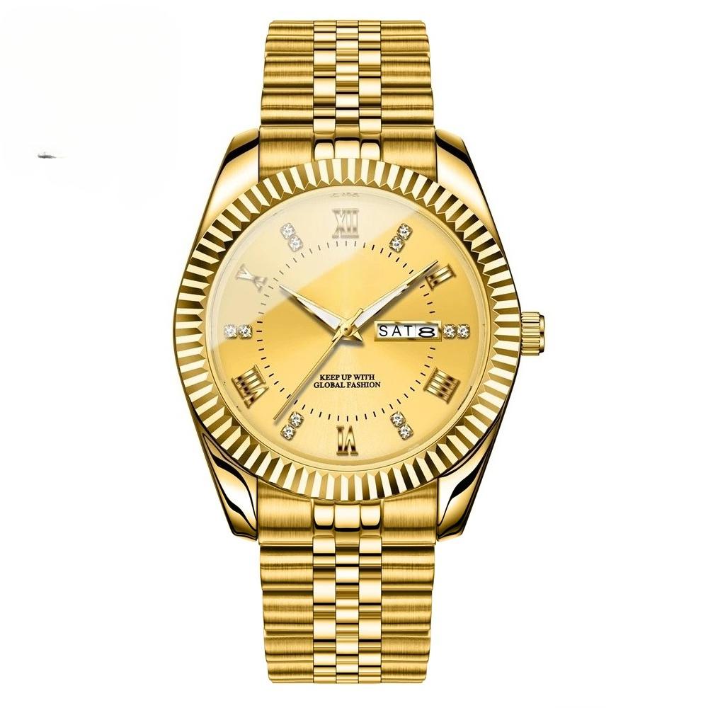 Armbanduhr für Herren Edelstahl Datum Quarz Uhr Wasserdicht Leuchtend Lässige Uhren