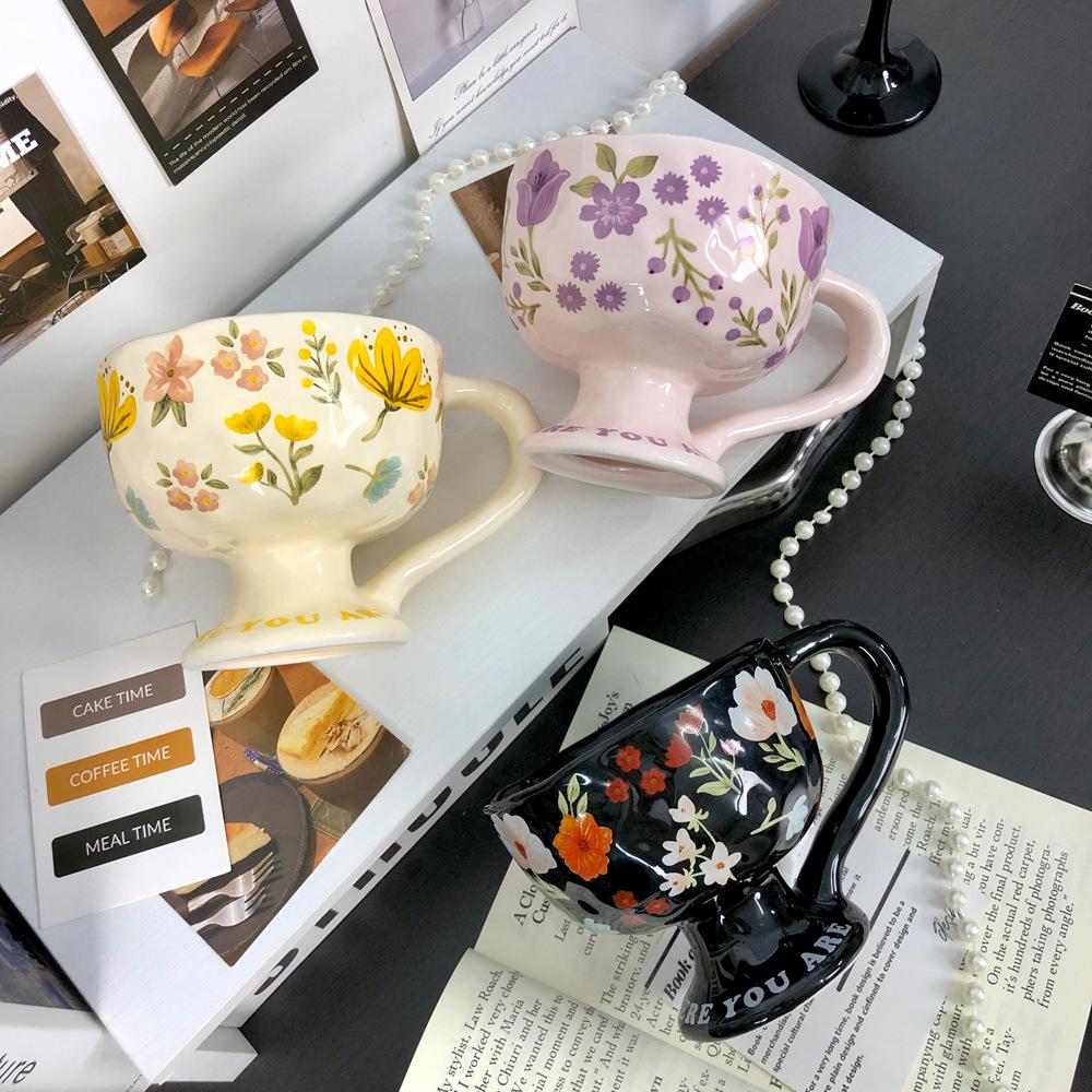 Creative Cute Coffee Mug Flower Cute Cup for Women Girl Handmade Mugs for Latte Milk Tea  Mother’s Day Birthday Christmas Gifts
