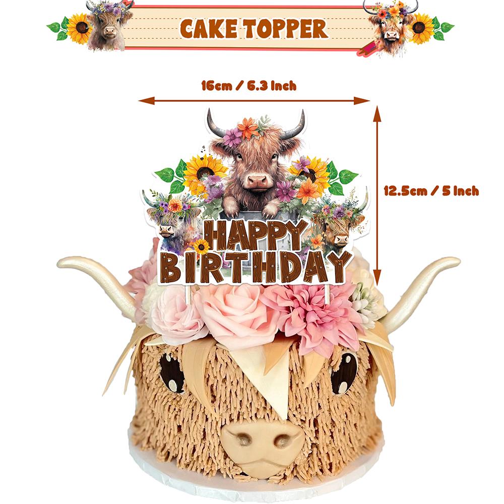 30pcs Highland Cow Party Decorations Include Banner, Balloons, Cake Topper