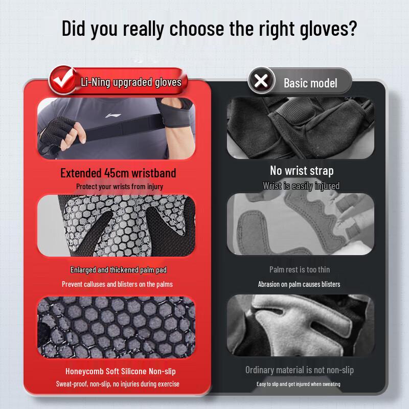 Li-Ning Half-Finger Fitness Gloves XL (24-26cm)