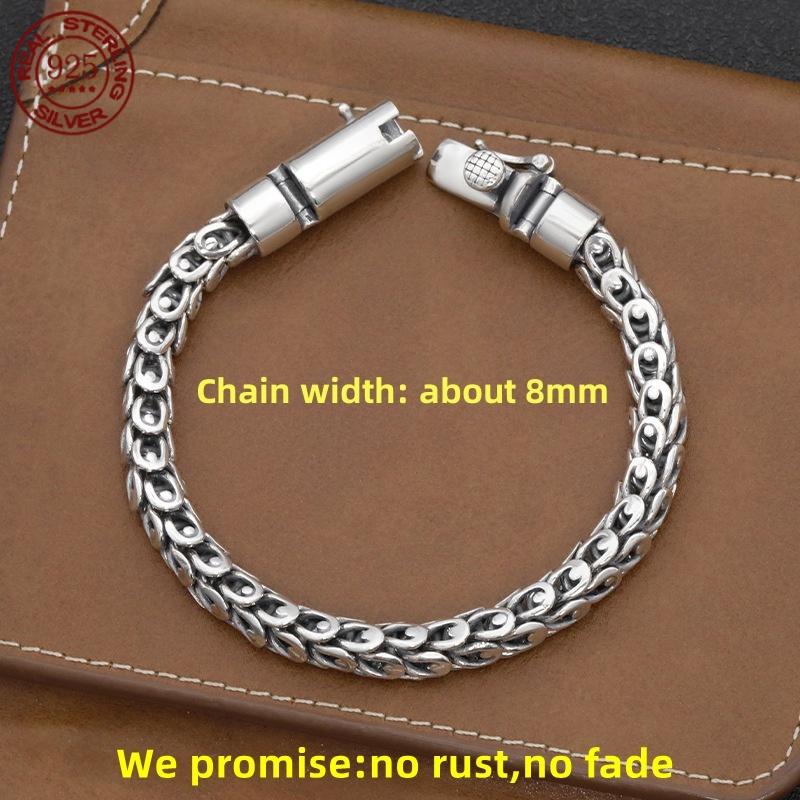 925 Sterling Silver  Horus Eye of God Cuban Bracelet Men's Fashion Hip Hop Simple Gift Fashion Jewelry Accessories