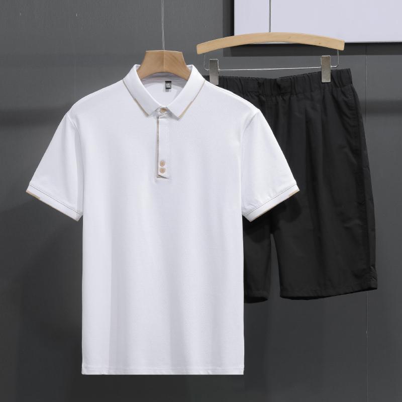 Mens Casual Solid Color Short Sleeve Polo Shirt