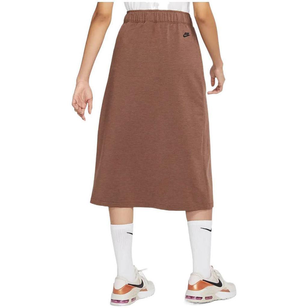Nike Solid Color High Waist Midi A-Line Skirt Women Skirts Brown DM6169-215