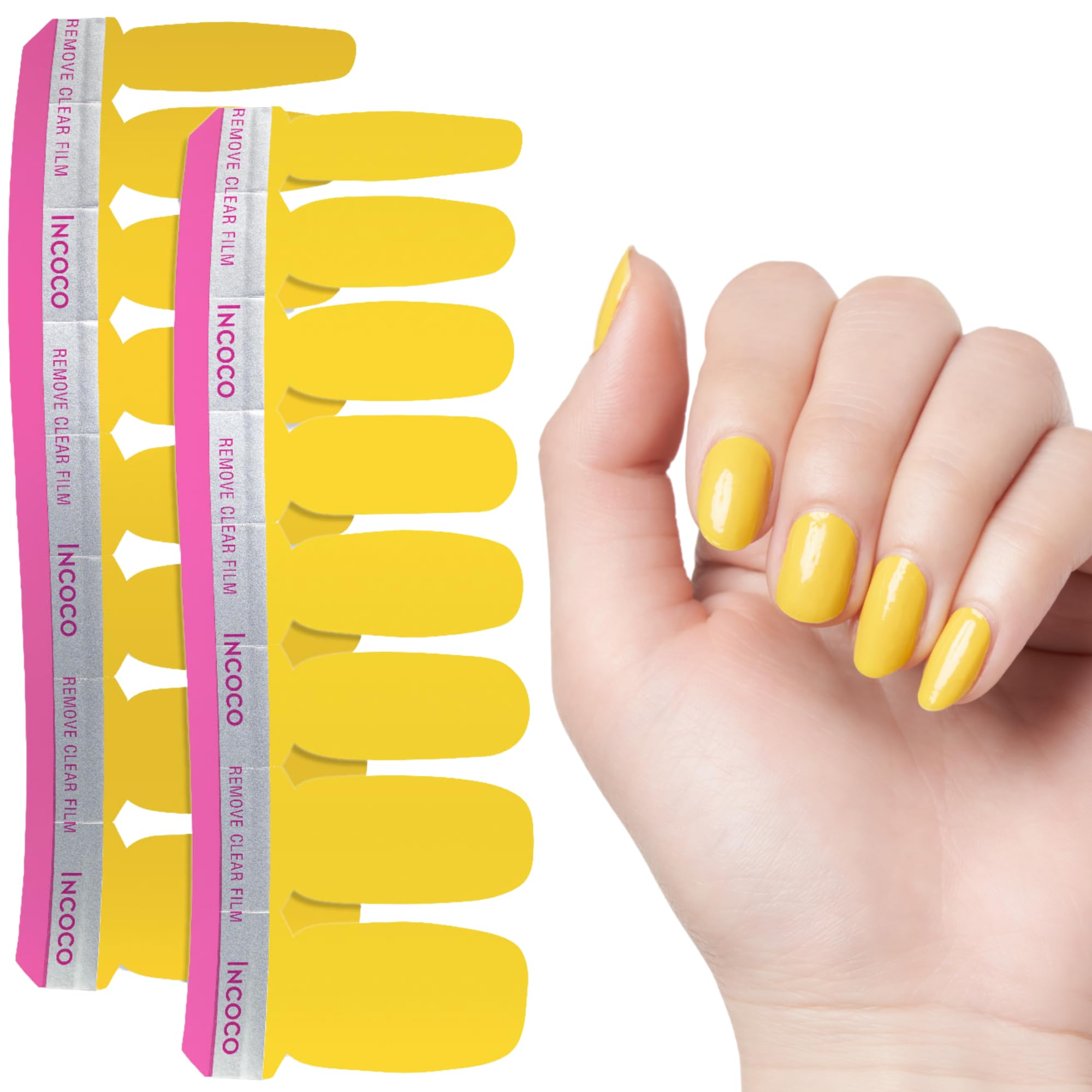

INCOCO Nail Stickers Easy to No Curing Lemon Squeeze Hand Foot Quick Pedicure - Apply, Required, Design, Yellow, & Use, Drying,