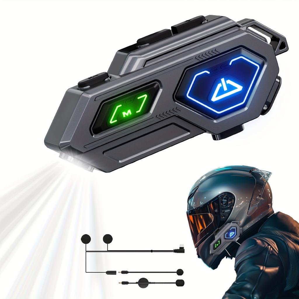 Pro X600 Bluetooth 5.3 Motorcycle Helmet Headset - LED Light, ENC Noise Cancelling, 600m Intercom System