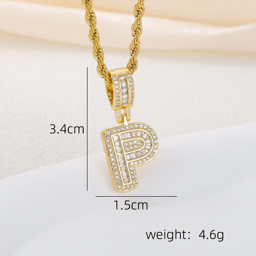 2025 New Initial Letter Necklace Women Men Cubic Zirconia Initial Pendant Necklace Rope Chain English A-Z Letter  Gift