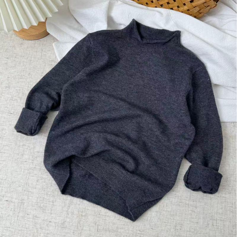 2025 Kids' Trendy Wool Sweater - Half High Neck Pullover for Boys & Girls, Autumn/Winter Base Layer.