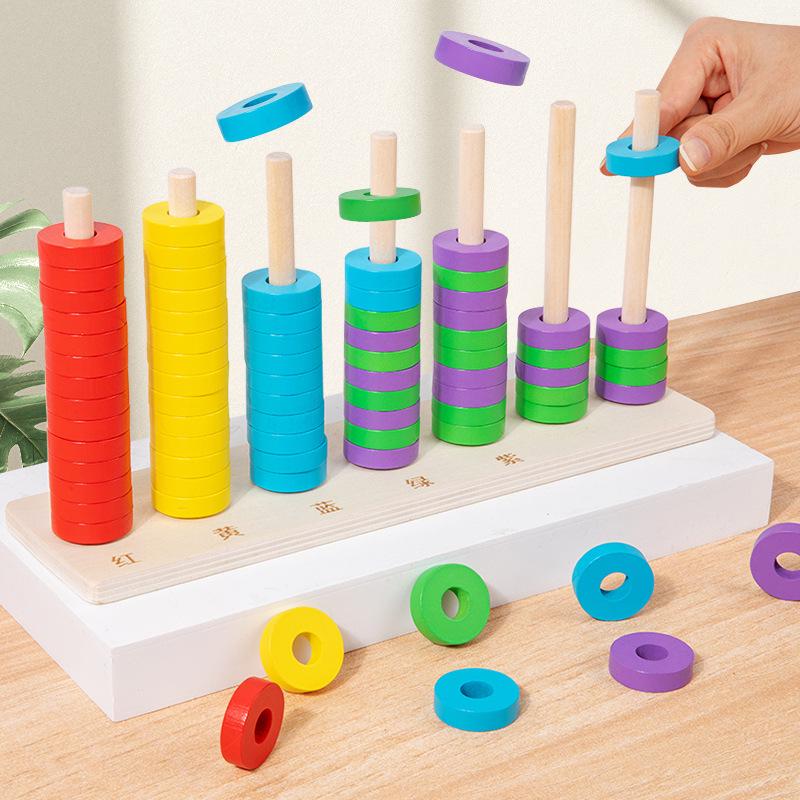 

Children s Wooden Ring Toss Puzzle: Early Education, Color Recognition & Stacking Game