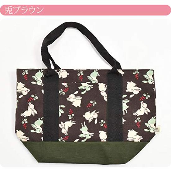 Kimono Japanese style bag single item canvas lunch tote bag small pattern pongee handbag ladies nightingale beige [Nagomiya] GU-23
