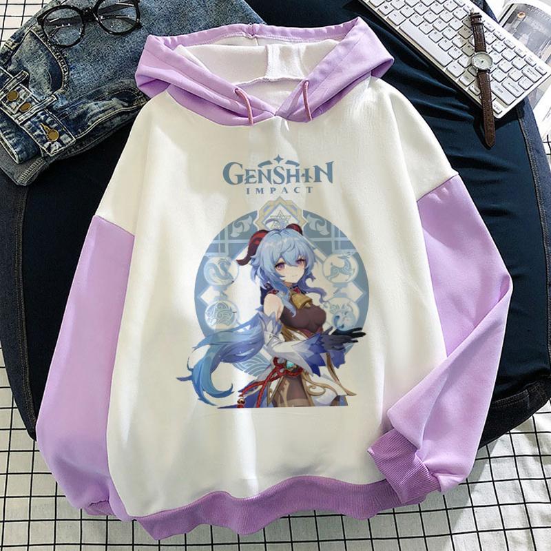 Hoodies Game Genshin Impact Splicing Women 3D Long Sleeve Couple Sweatshirt Pullover Cosplay Oversized Girls Hoodie