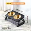 Adjustable Stainless Steel Pet Food Bowl Stand Cats Dogs Double Elevated Feeder Anti-Tip Design