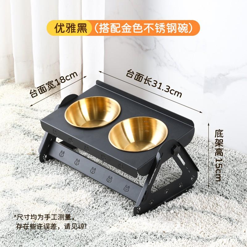 Adjustable Stainless Steel Pet Food Bowl Stand Cats Dogs Double Elevated Feeder Anti-Tip Design