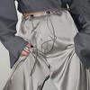 European and American Solid Color Vertical Feeling Floor Dragging Satin Trendy Loose Casual Pants