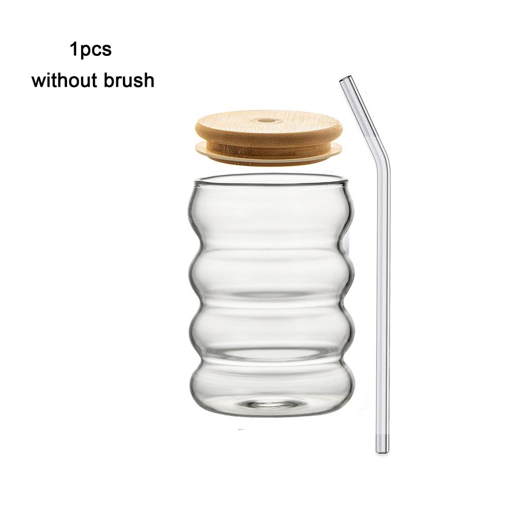 1/2/4 BUC Pahar Creativ din Sticlă cu Capac Pai Rezistent la Căldură Pahar Ondulat Pahar pentru Bere Suc Cafea cu Gheață Pahare Cocktail Fructe Sticlă pentru Băuturi