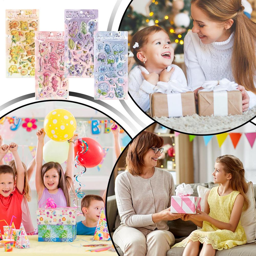 Süße 3D-Aufkleber 4 Bögen PVC Cartoon-Aufkleber 3D-Aufkleber Süß Für Kinder Jungen Kleinkinder Scrapbook Klassenzimmer-Belohnungen Party-Mitgebsel