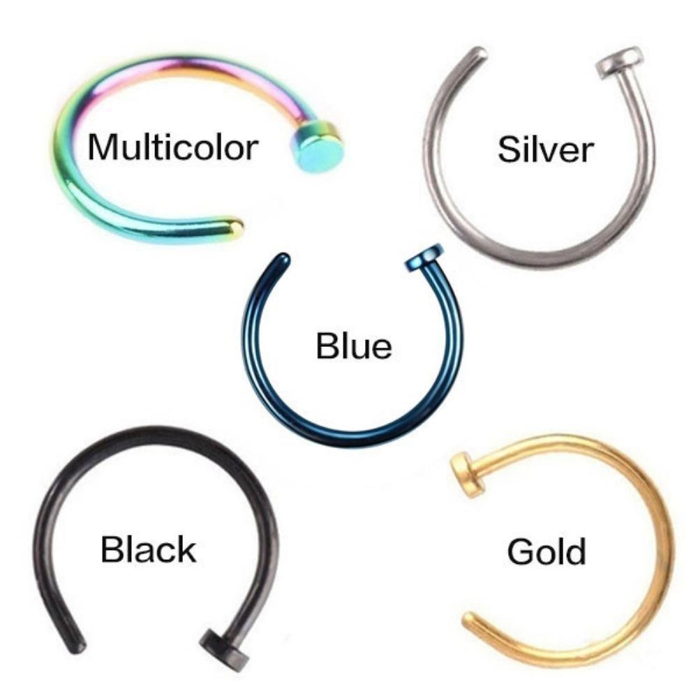 5PCS Fashion Stainless Steel Nose Rings Lip Ring Sexy Faux Septum Rings Fake Piercing Women Man Unisex Earring Studs Jewelry