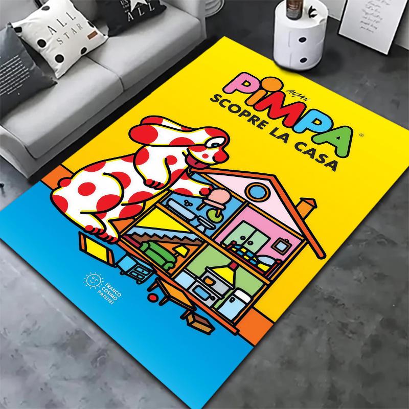 Pimpa Teppich für Wohnzimmer Schlafzimmer Zuhause Sofadekoration, Rutschfeste Bodenmatte für Kinder zum Spielen