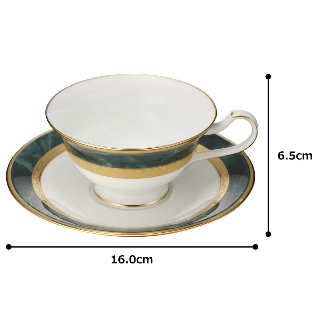 Noritake Cup Saucer 220cc Fitzgerald 2 Customers Green Bone China & (Pair Set) (Coffee Tea) Y6988/4712