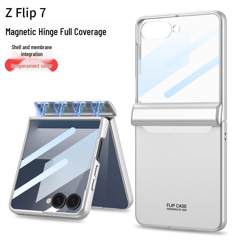 Samsung ZFlip7 Case: Ultra-Thin Foldable Screen Protector with Magnetic Adsorption - Full Coverage, Hard Shell Design.