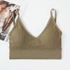 Sömlös väst för kvinnor Underkläder Enfärgad mode randig V-hals Crop Top BH Push Up BH Bekväm topp