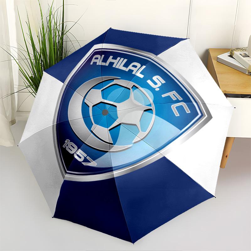 1 PC Automatic Folding Umbrella - Al Hilal Sfc Pattern Portable Foldable Design With 8 Ribs Christmas Birthday Gifts