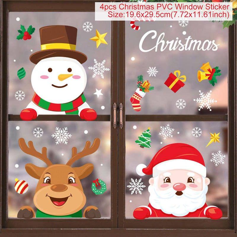 Christmas Window Stickers Merry Christmas Decorations for Home Christmas Wall Sticker Kids Room New Year Decoration