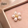 Alloy Brooch Pin 2Pcs Faux Pearl Flower Brooch, Retro Floral Anti-Exposure Neckline Pin, Decorative Women Jewelry Accessories for Suit Dress