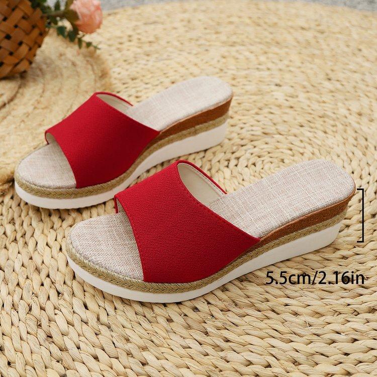 Large size summer slippers women's wear new fashion one-word slope heel cool slippers