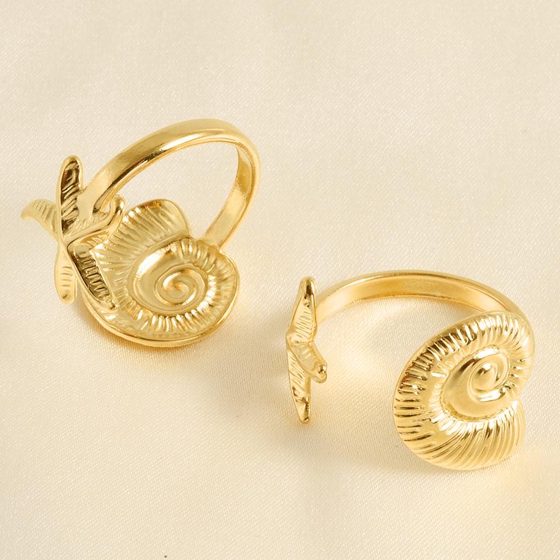 Real Gold Plated Sea Animal Ring Open Adjustable Stainless Steel Rings For Women Men Accessories PVD Ocean Beach Jewelry Anillos