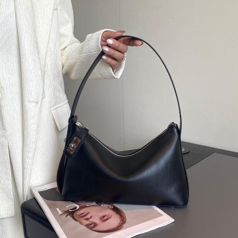 Hot Genuine Leather Women's Bag High-end French Style Armpit Trendy Pillow Top Layer Natural Drop Shoulder Women