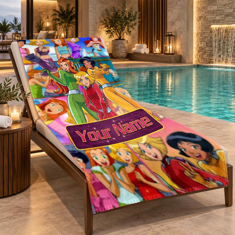 Custom Name Totally Spies Beach Towel Personalized Text Soft Towel Swimming Travel Bath Gift