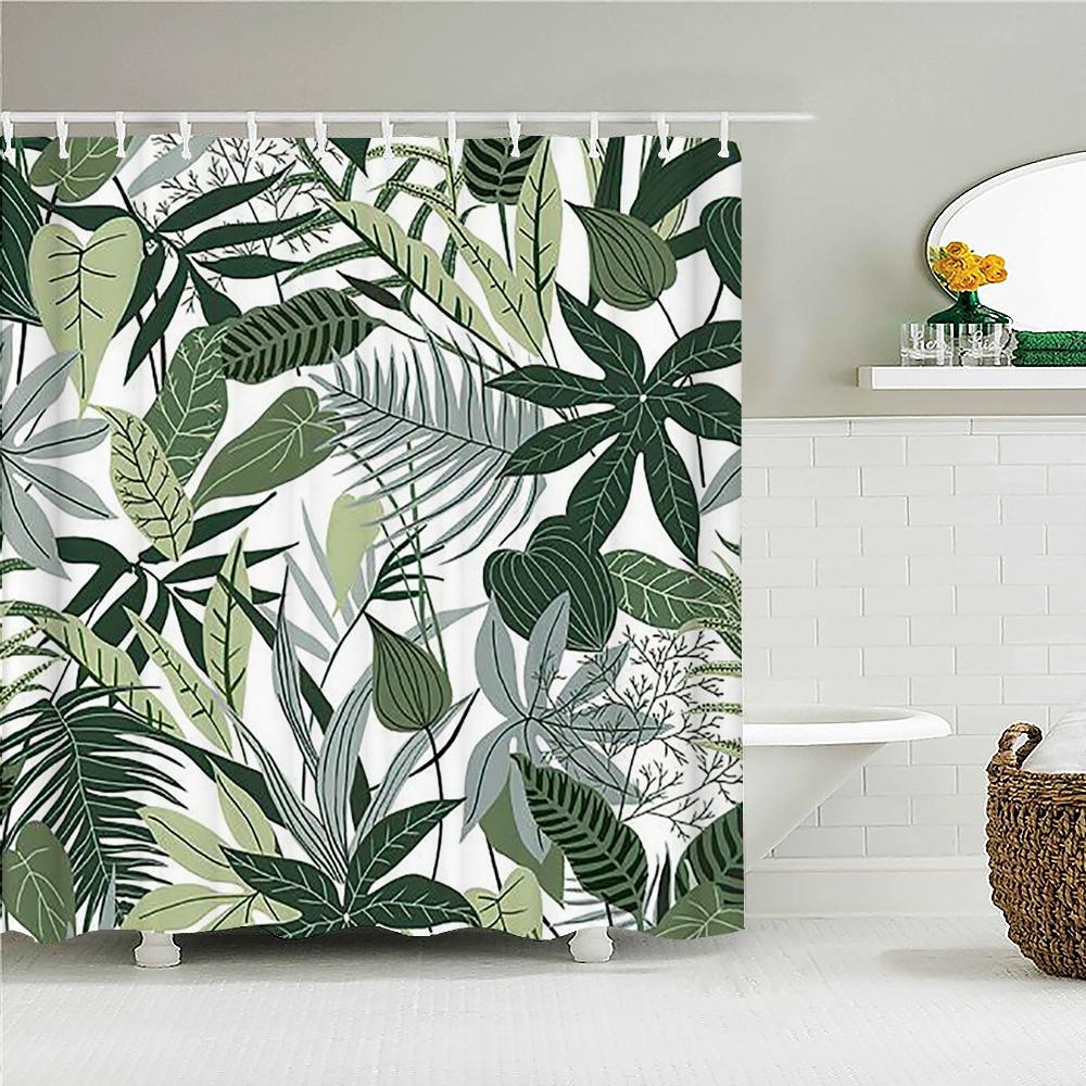 Flowers Grass Green Plants Waterproof Shower Curtains For Bathroom Bath Curtains Multi-Size 240*180Cm 3D Print Shower Curtain