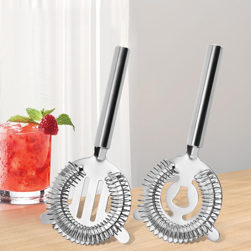 Stainless Steel Cocktail Strainer Ice Filter Sprung Deluxe Strainer Bar Professional Bartender Tools Round Handle Ice Separator