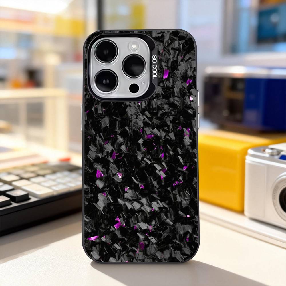 Carbon Fiber Pattern Painting Phone Case For iPhone 11,12,13,14,15,16,17,Pro,Max,Plus,E,Air,Mini IMD Matte Black