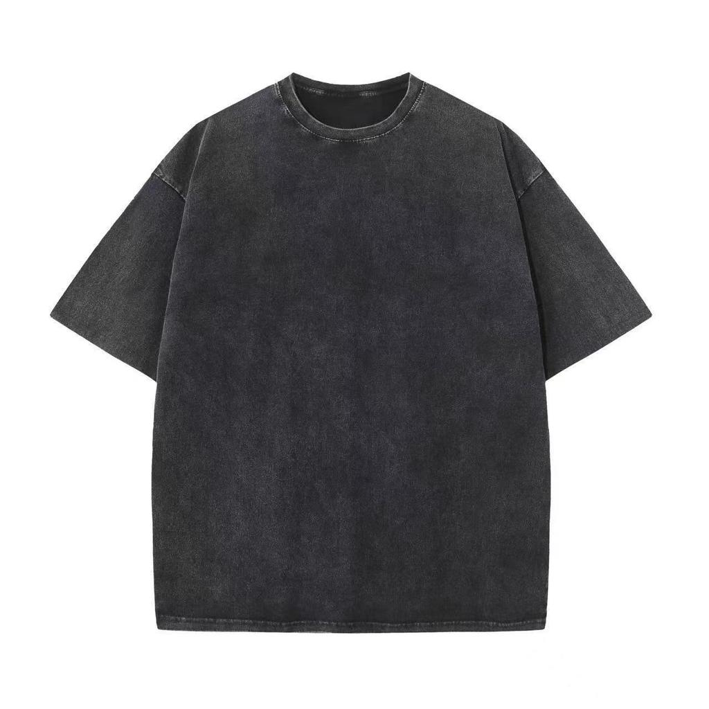 T-shirt Rétro Manches Courtes Surdimensionné Usé Coton Lourd