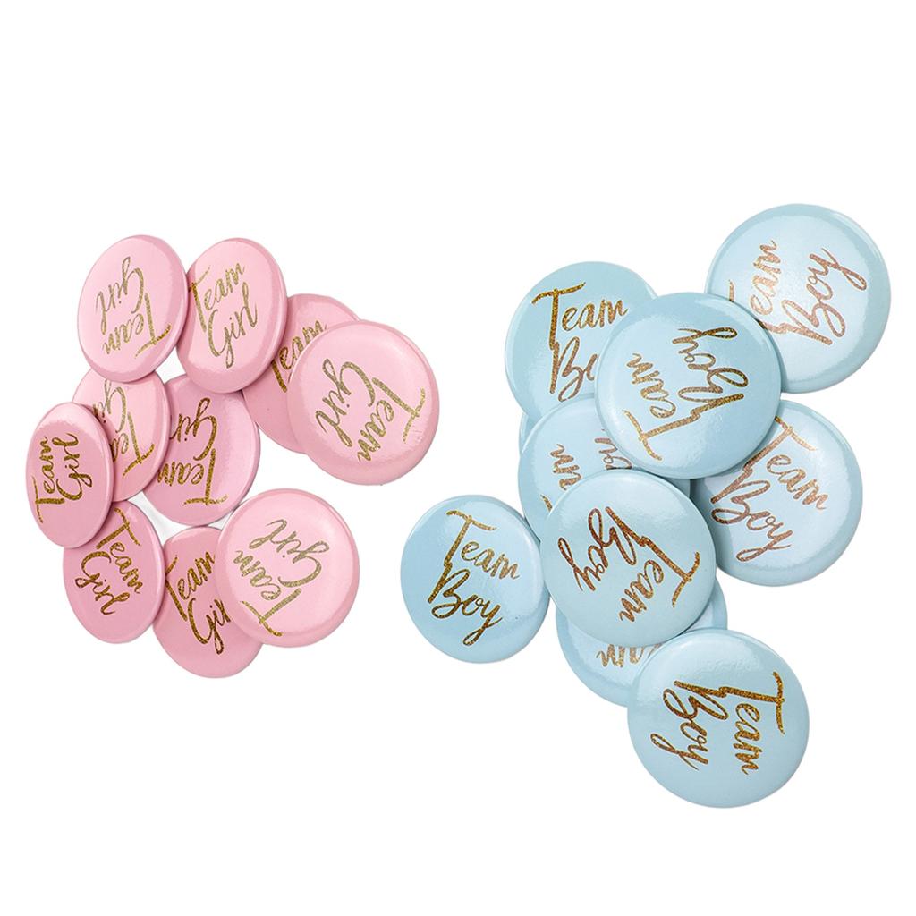 3packs Gender Reveal Button Pin Metal Material Blue Pink English Pattern Attractive Decorative