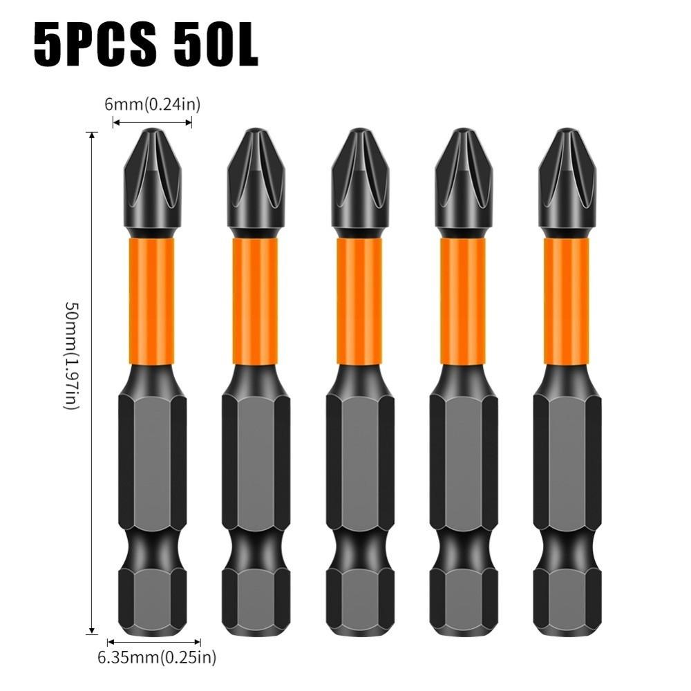5pcs 1/4" Hex Shank Screwdriver Bit Set Anti-Slip Design Impact Ready Bits Industrial Repair