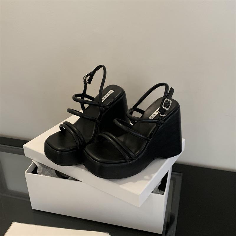 Fashion High Quality Wedge Chunky Platform Sandals Women Sexy Ankle Strap Buckle Roman Sandals Summer Beach Shoes Sandalias De Mujer