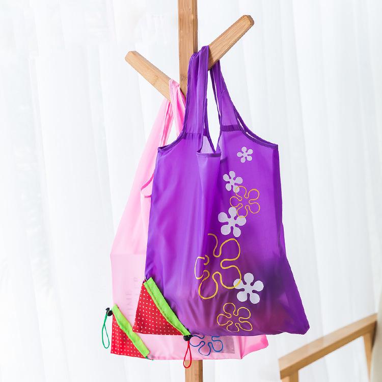 Portable Foldable Large Tote: Cartoon Strawberry Eco-friendly Grocery Shopping Bag